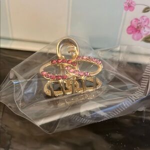 Gold and Pink Rhinestone Hair Clip